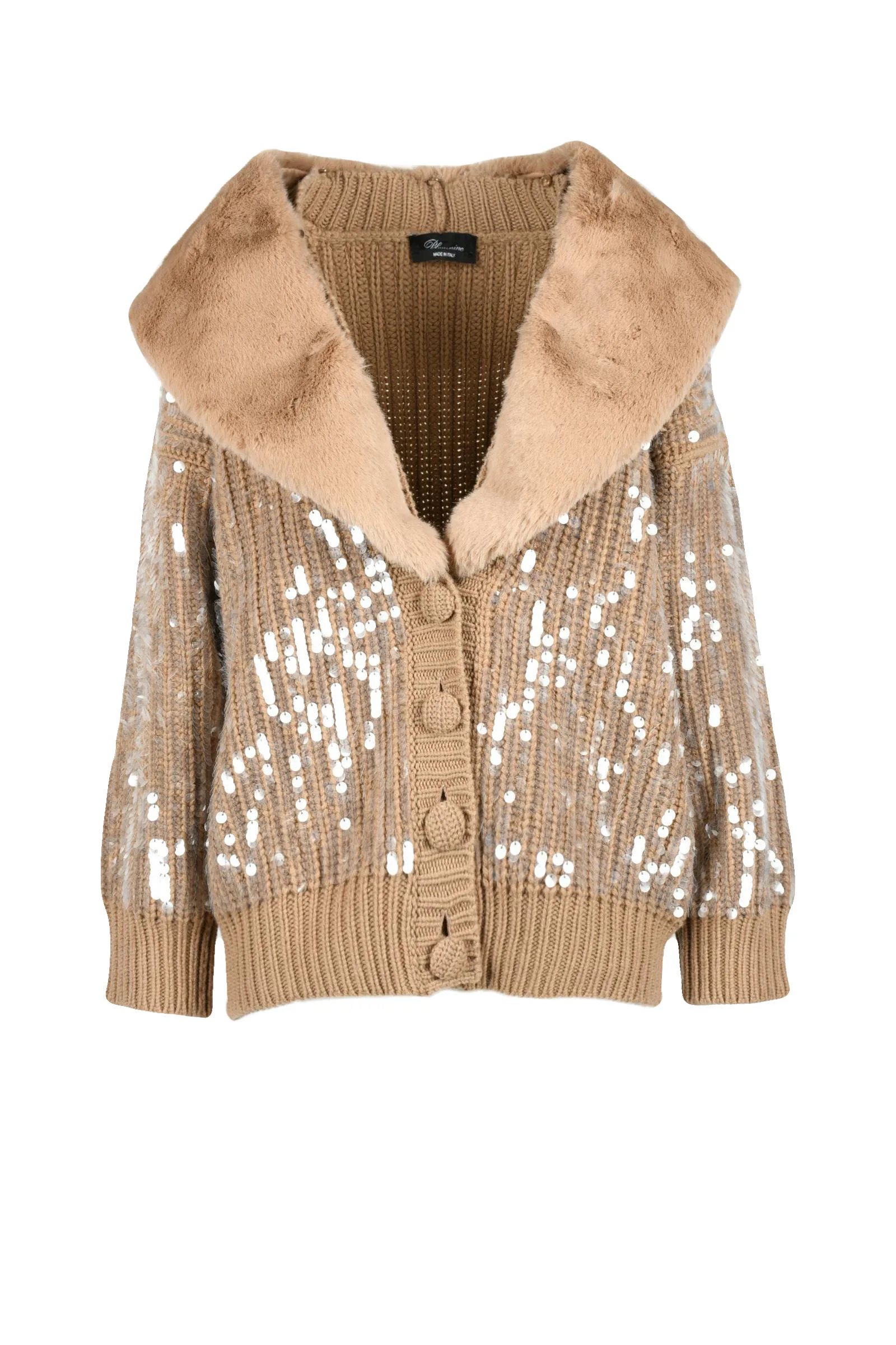 Cardigan Total Paillettes Marrone