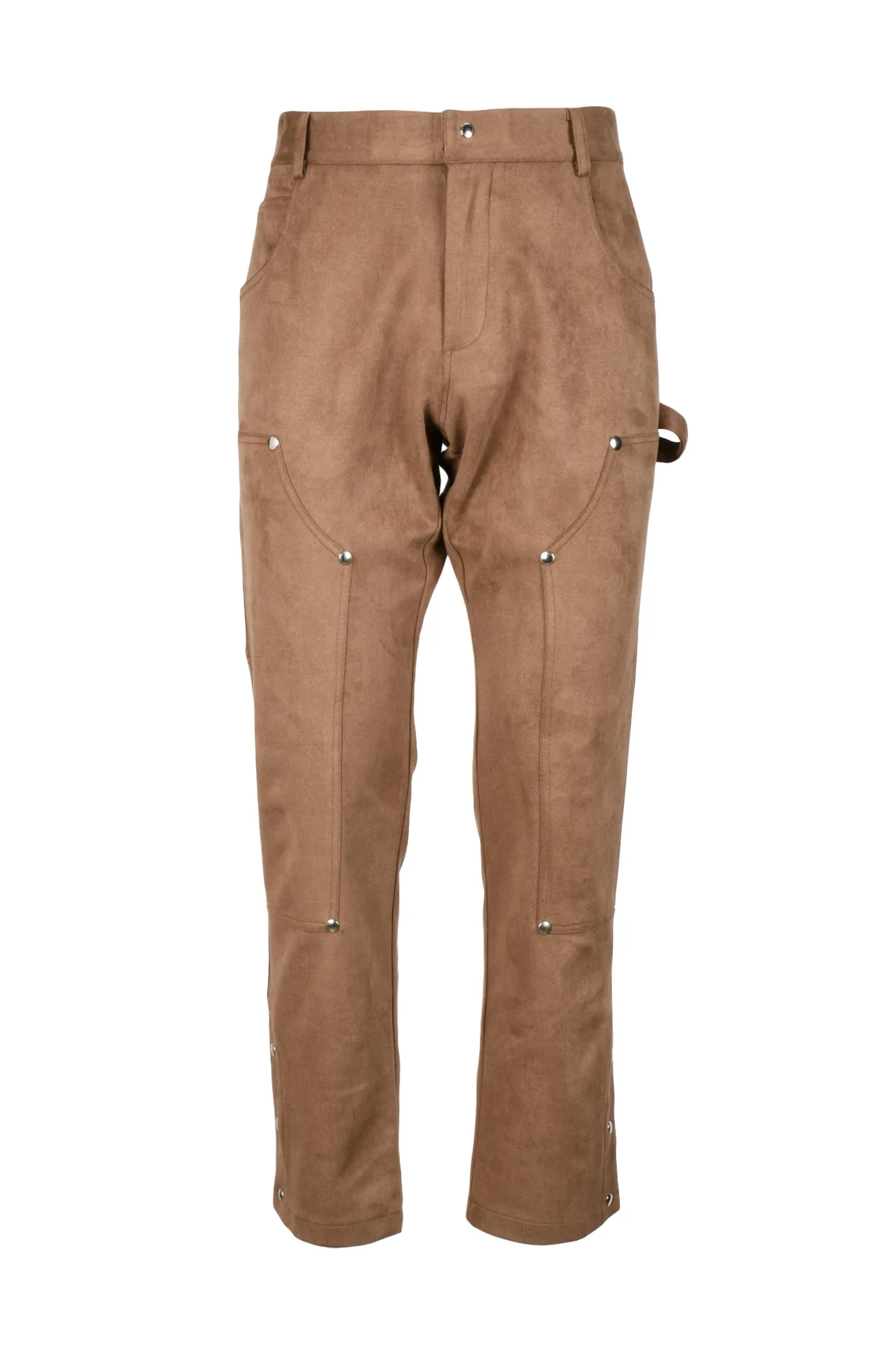 Pantalone Cargo in Simil Suede Marrone