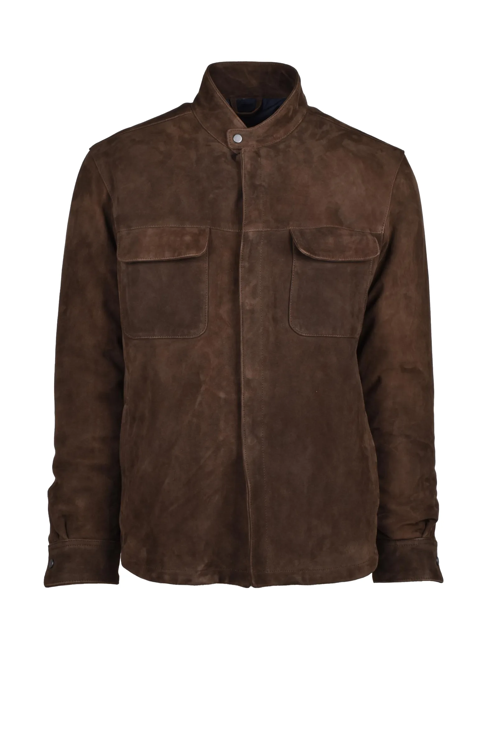 Giacca in Pelle Scamosciata Marrone