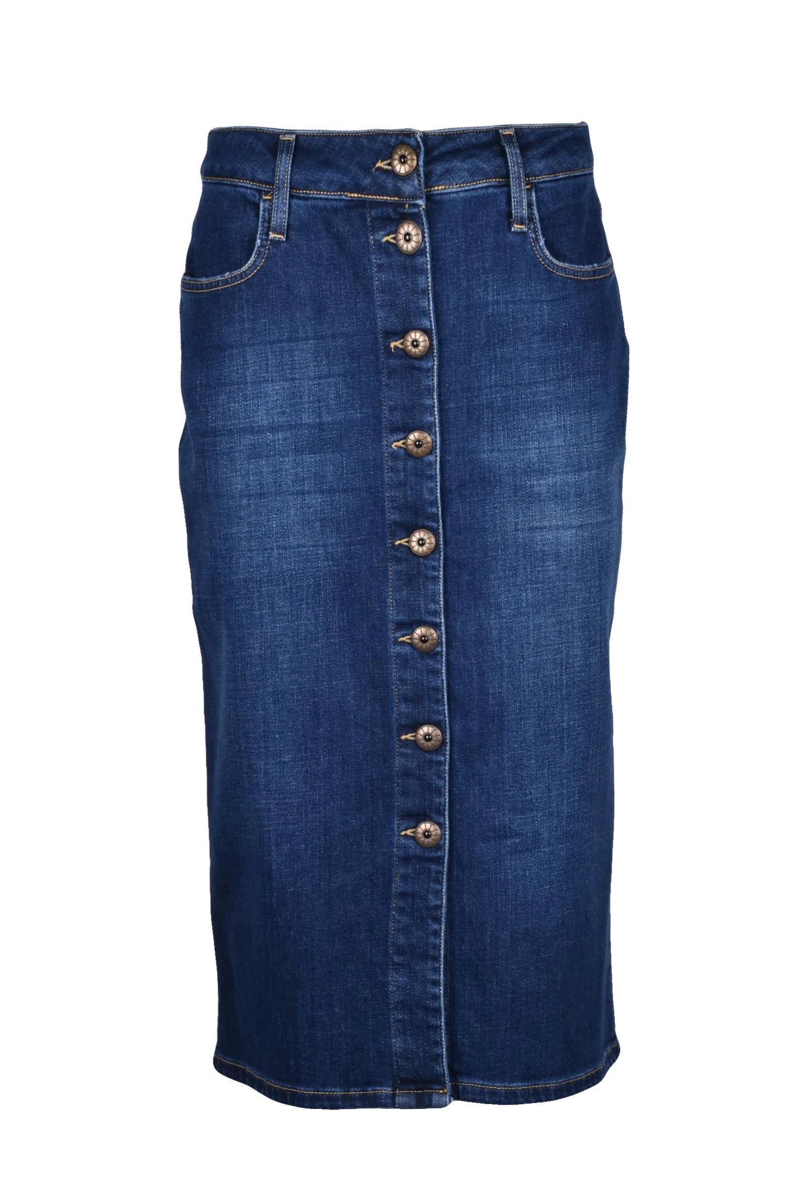 Gonna Longuette Denim Blu