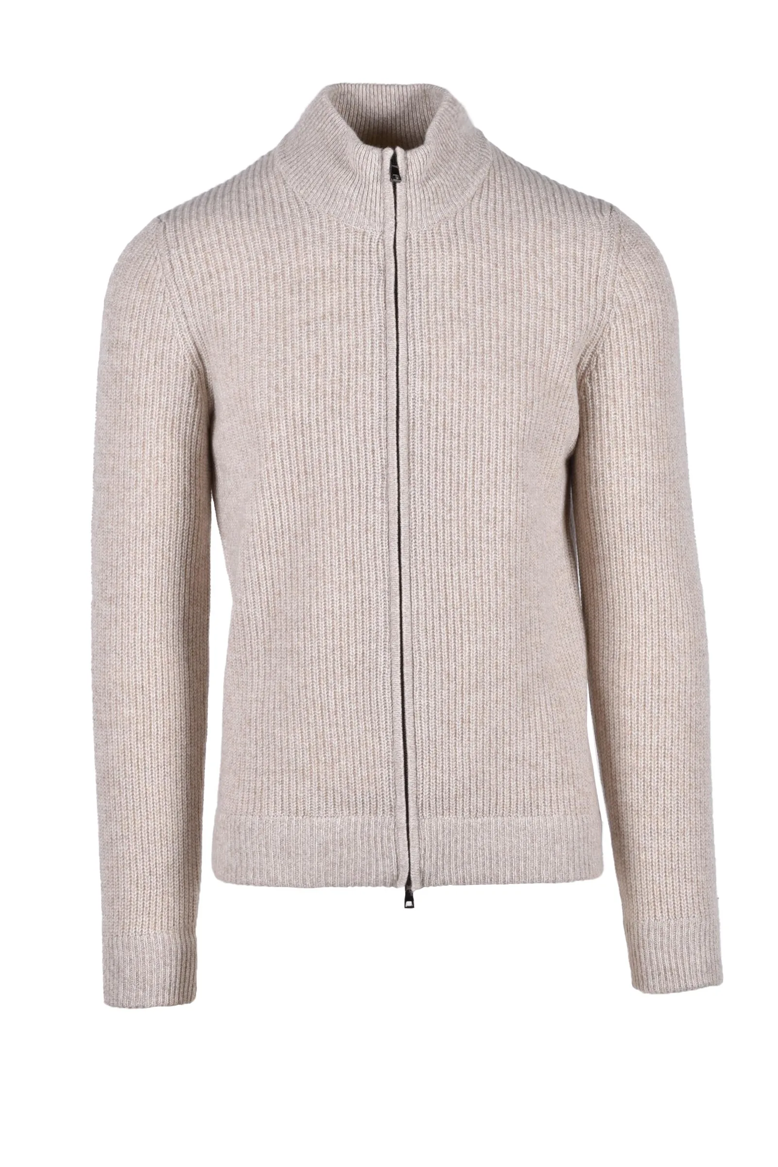 Cardigan in Lana Merino e Cashmere Beige