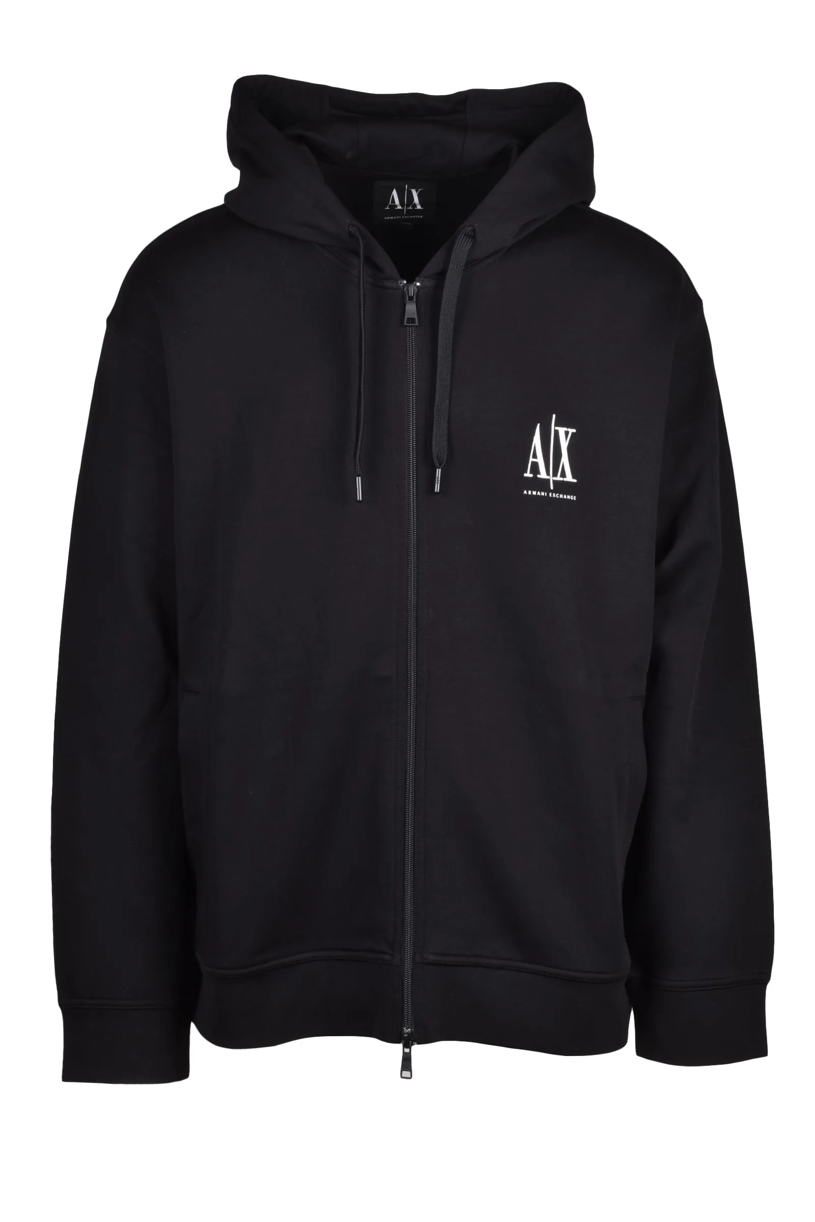 Felpa con cappuccio e zip Nero