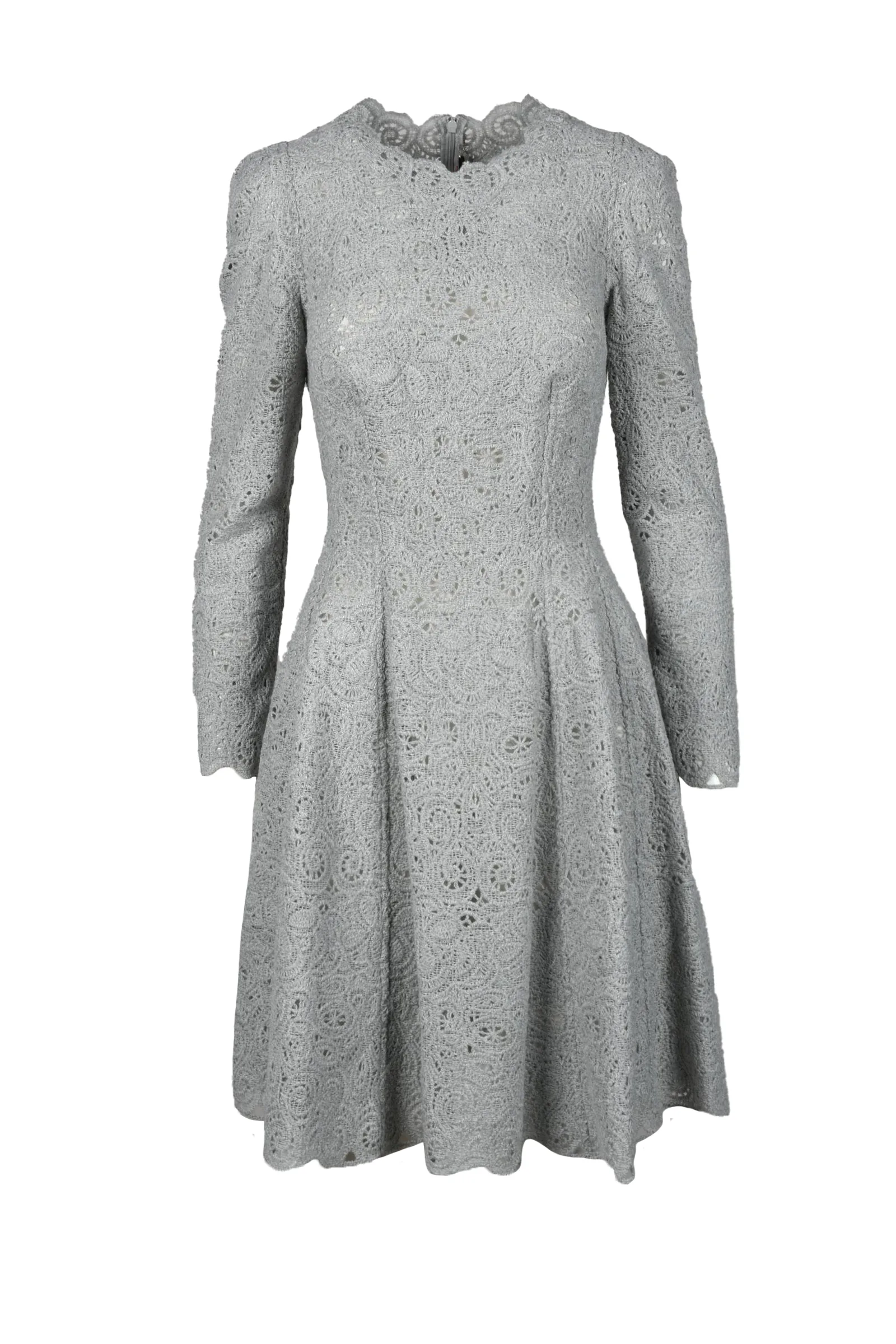 Abito Svasato in Macramè Grigio