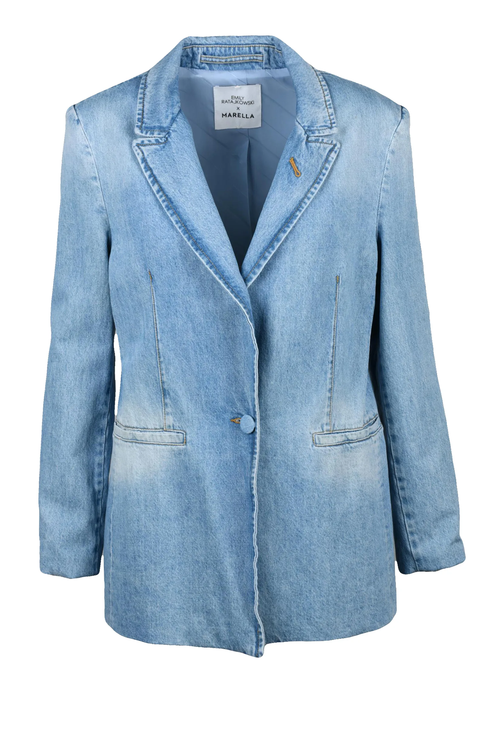 Giacca Denim Monopetto Azzurro