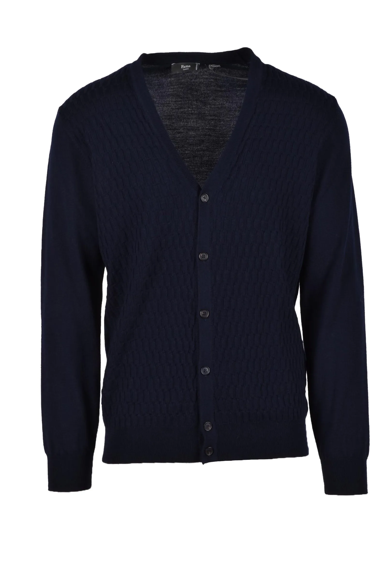 Cardigan in Lana Merino Blu
