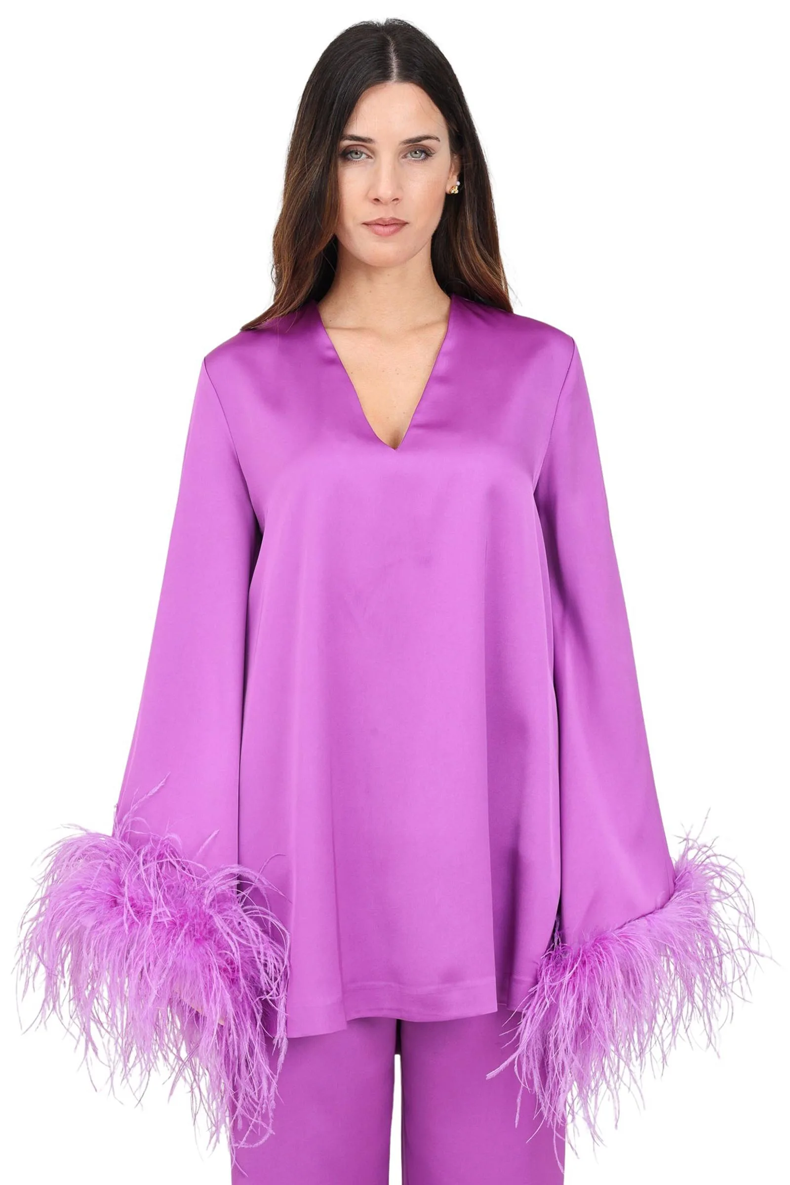 Blusa Lunga in Satin Viola