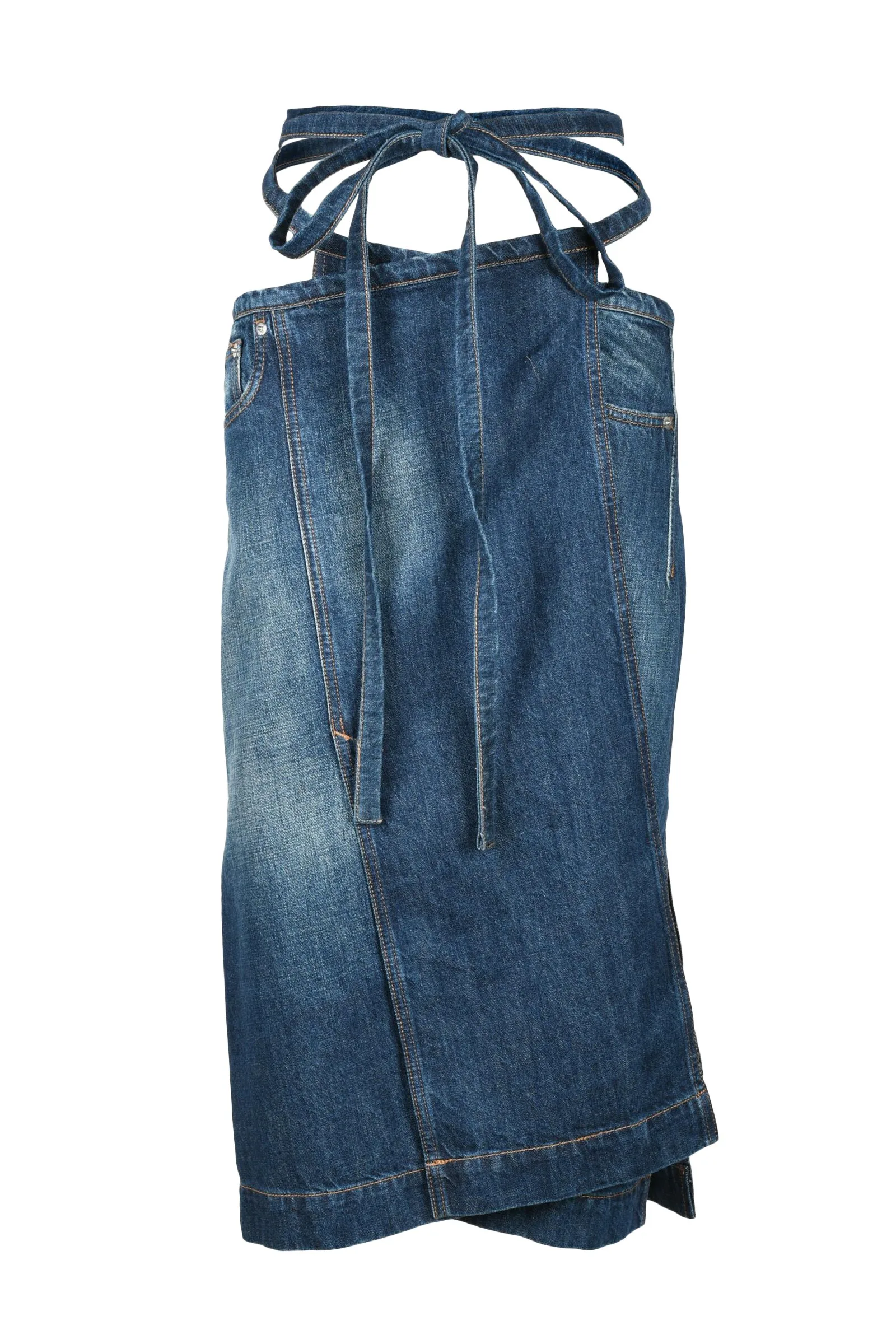 Gonna Longuette in Denim Blu