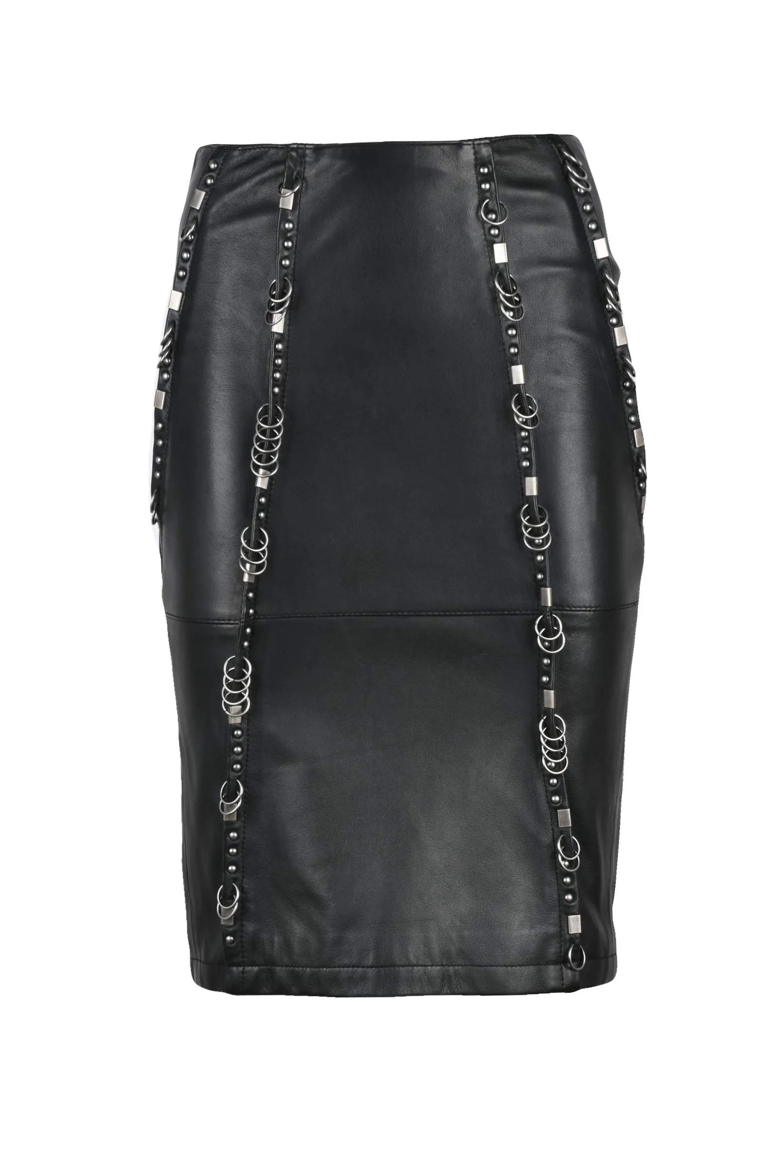 Gonna Longuette in Pelle Nera