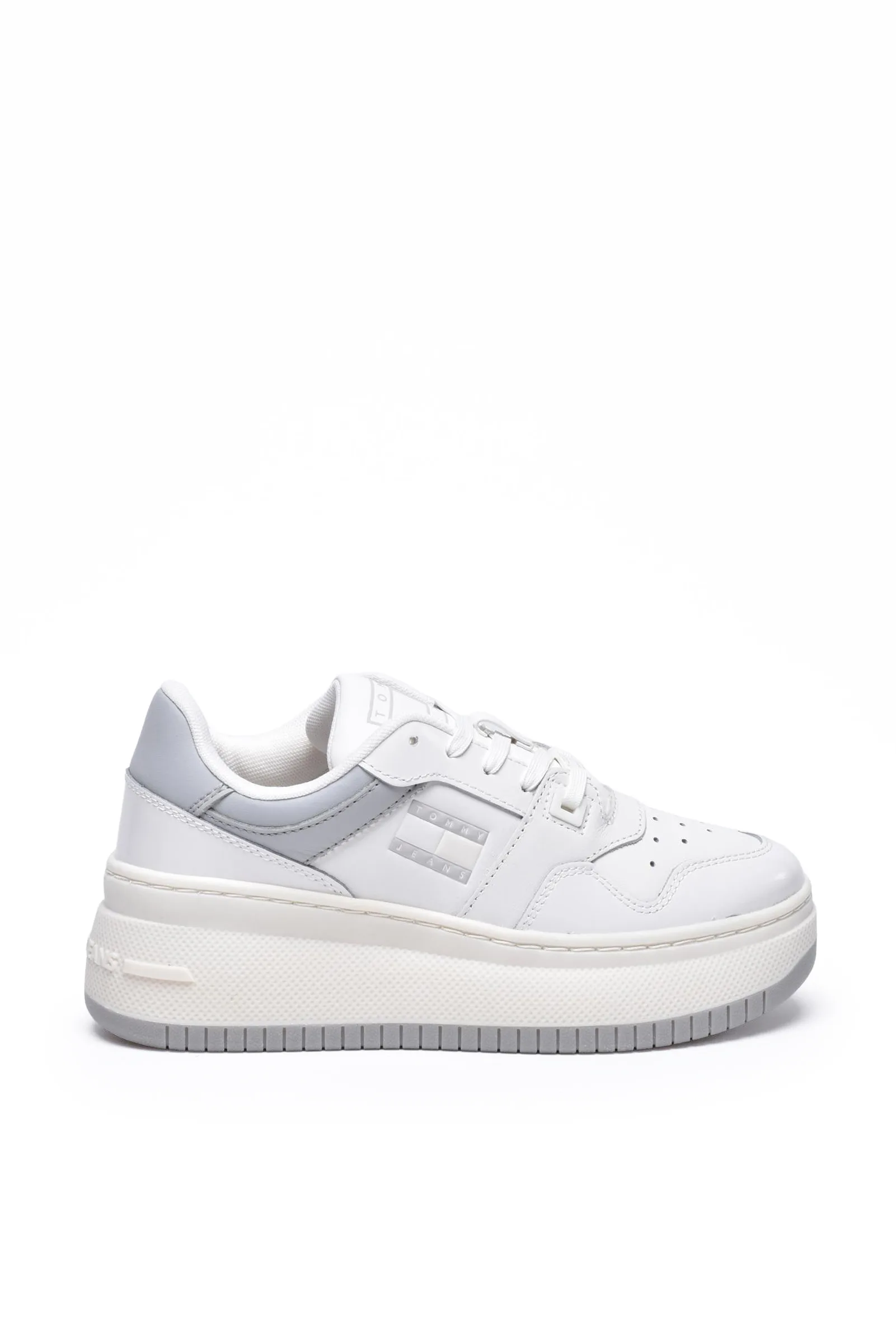 Sneakers Retro Basket Flatform Patent Bianco