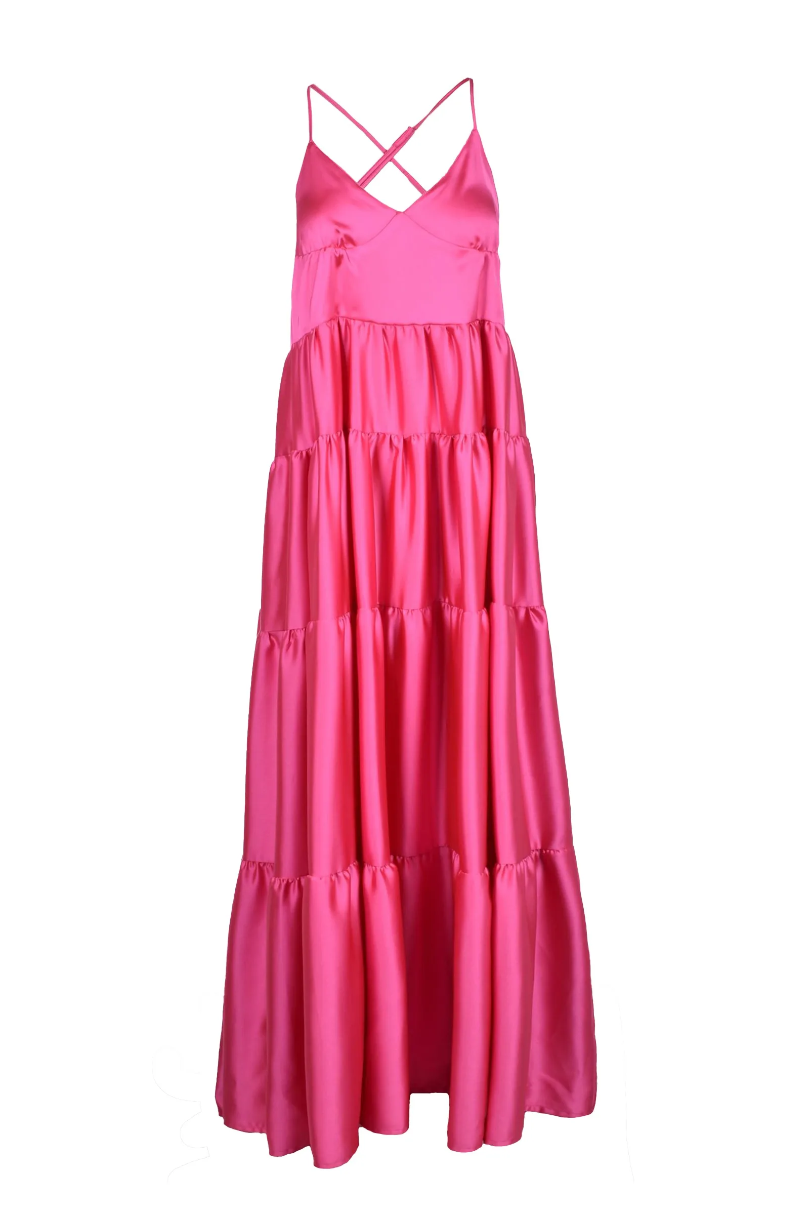 Abito Lungo in Satin Rosa