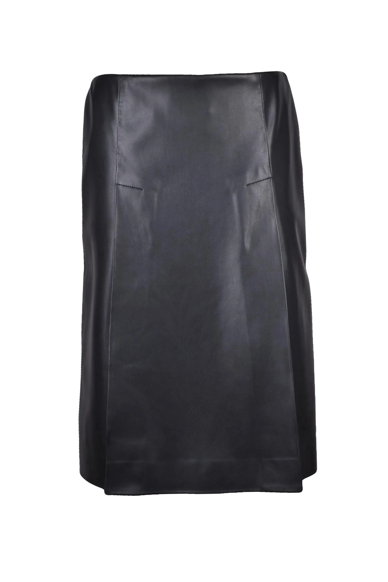 Gonna Longuette in Ecopelle Nero