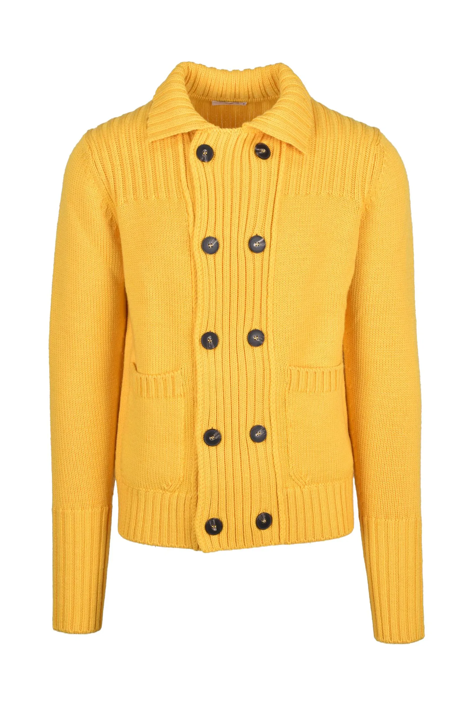 Gelbe Strickjacke