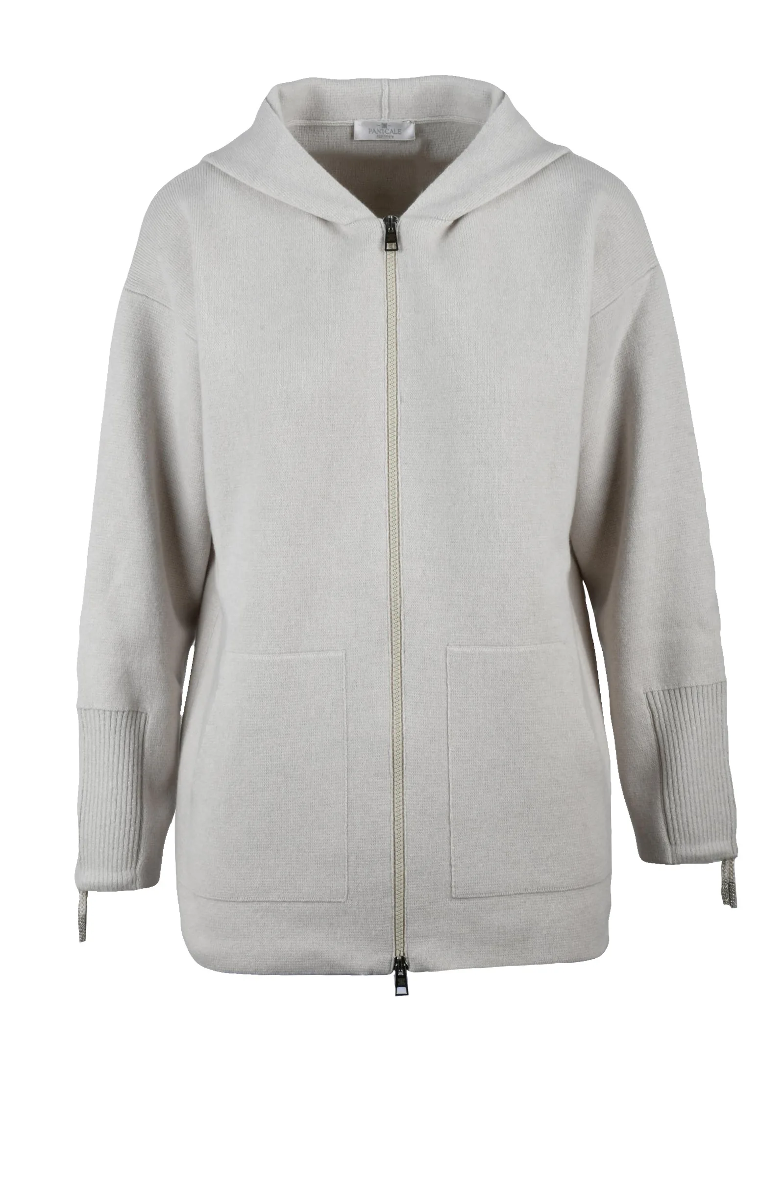 Cardigan con Zip Beige
