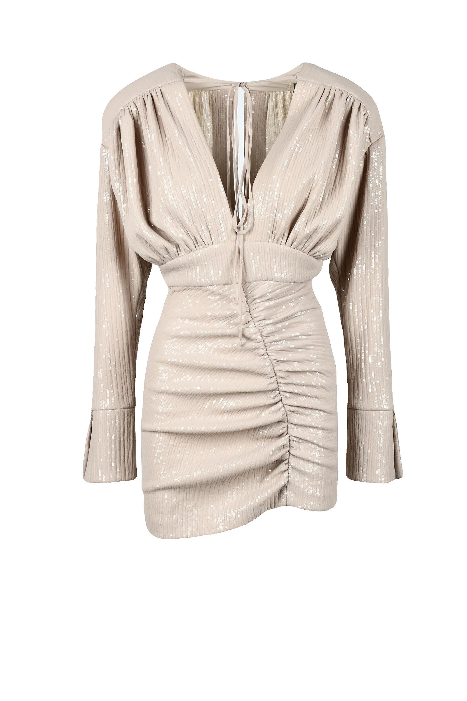 Abito Corto Paillettes Beige