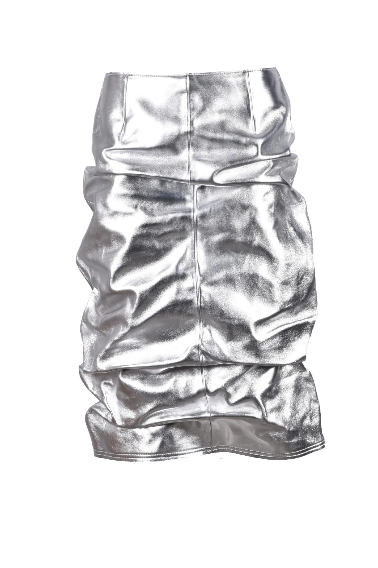 Gonna Longuette in Pelle Argento