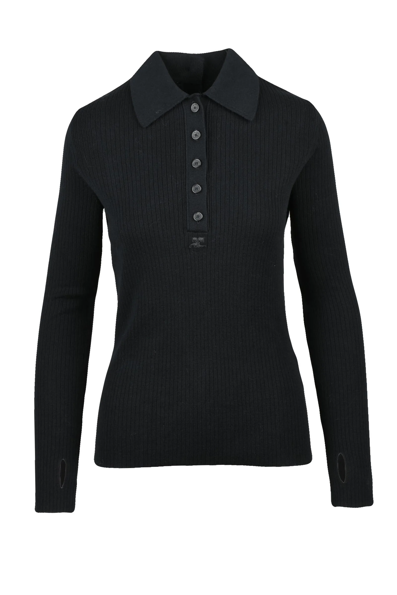 Polo in Maglia Nero