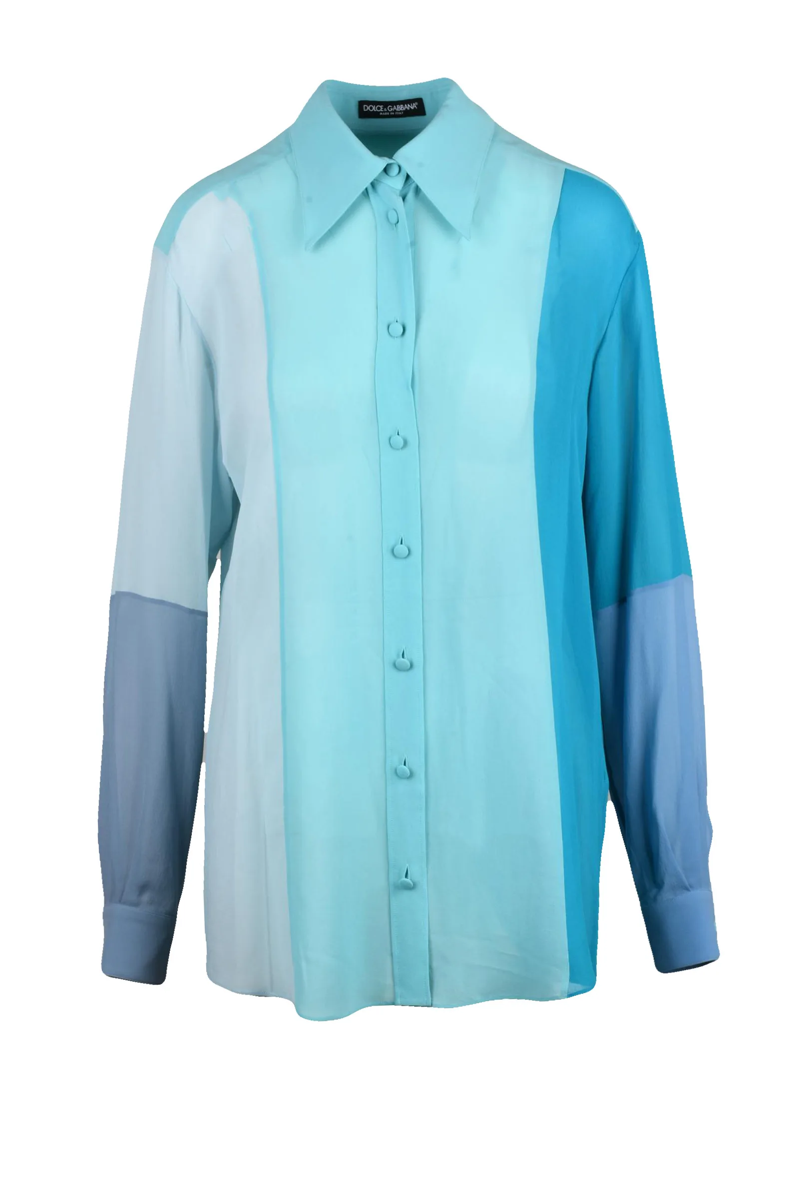 Camicia in Voile Patchwork Azzurro
