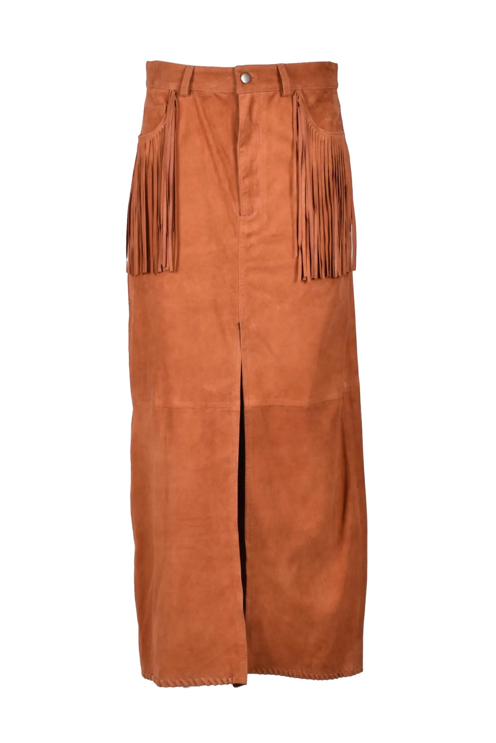 Gonna Lunga in Suede Marrone