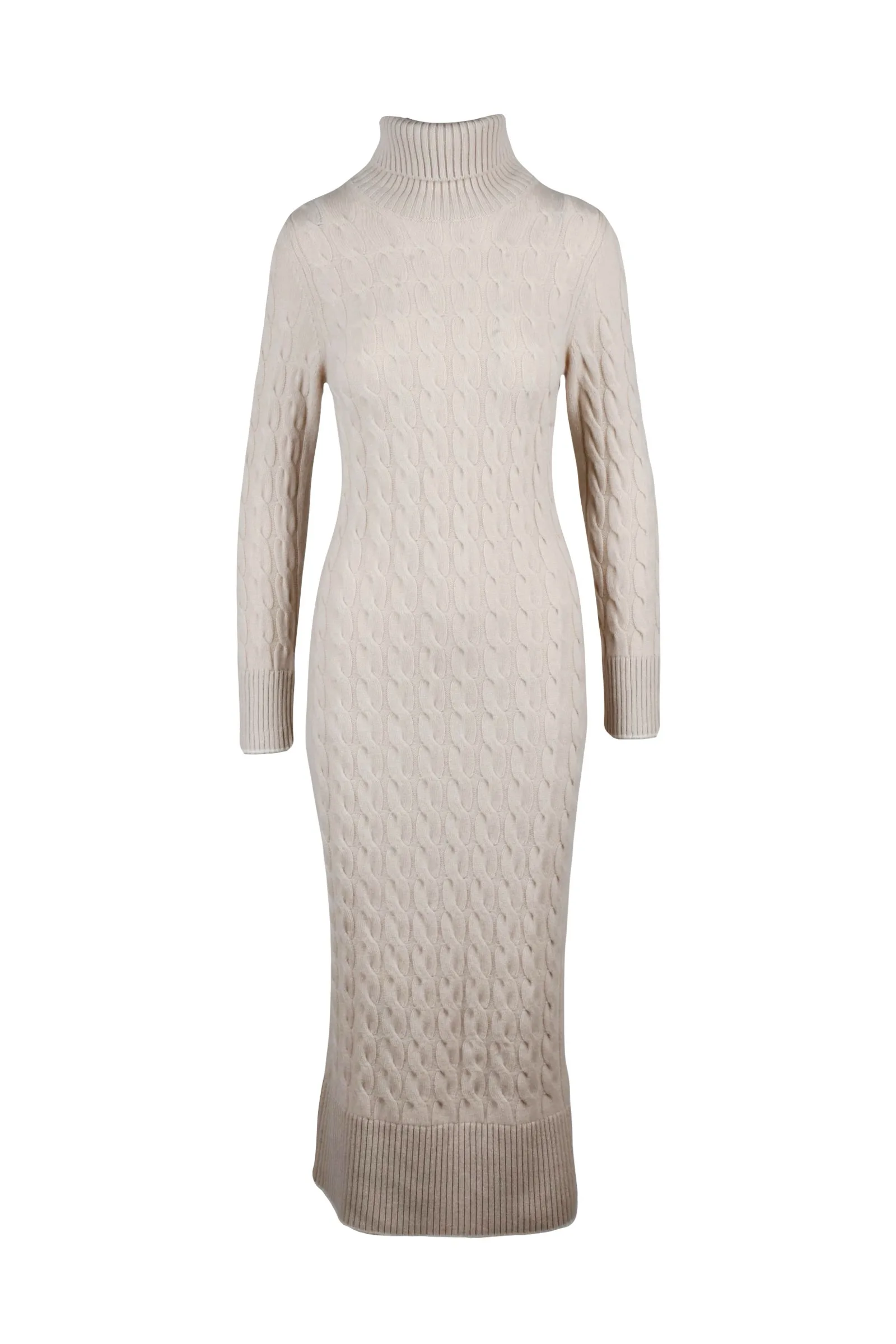 Abito lungo collo alto Beige