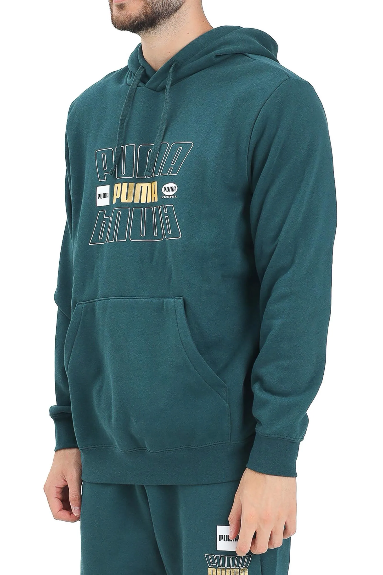 Felpa con Cappuccio Verde