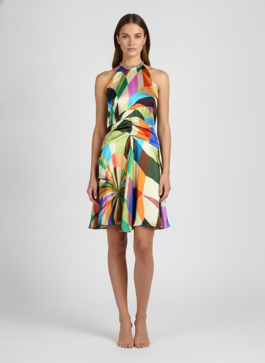 Mehrfarbiges Damenkleid