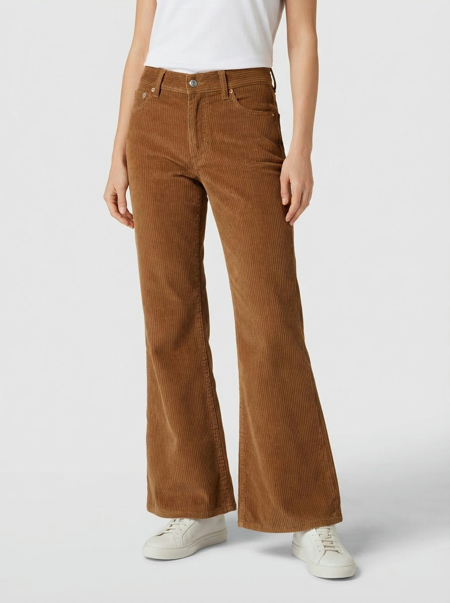 Pantalone a Zampa in Velluto Marrone